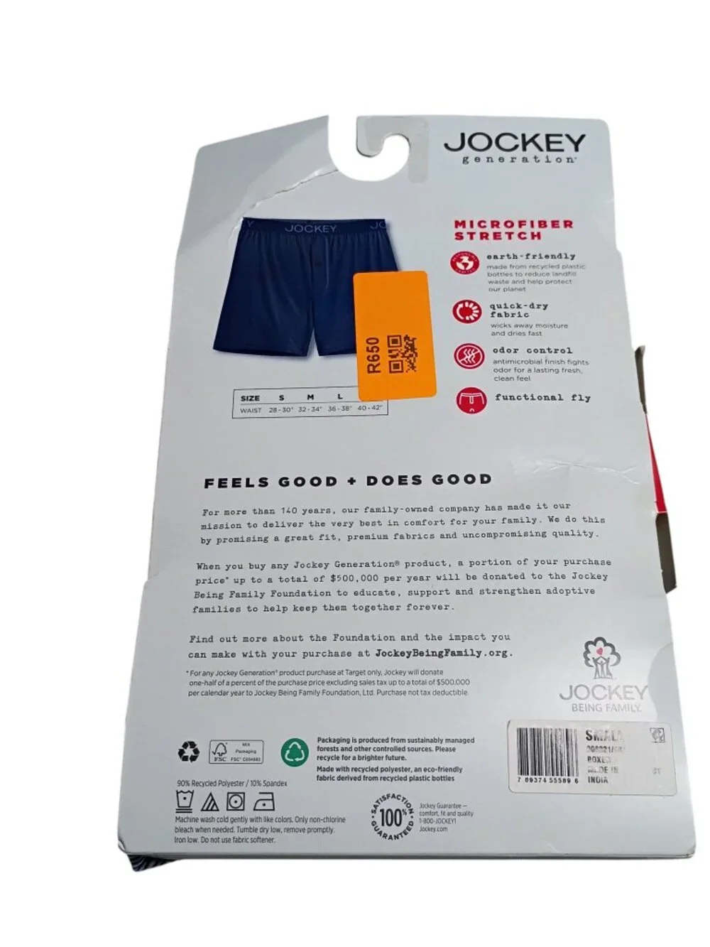 Jockey Generation Men's Microfiber Stretch Single Boxer Short Size Small